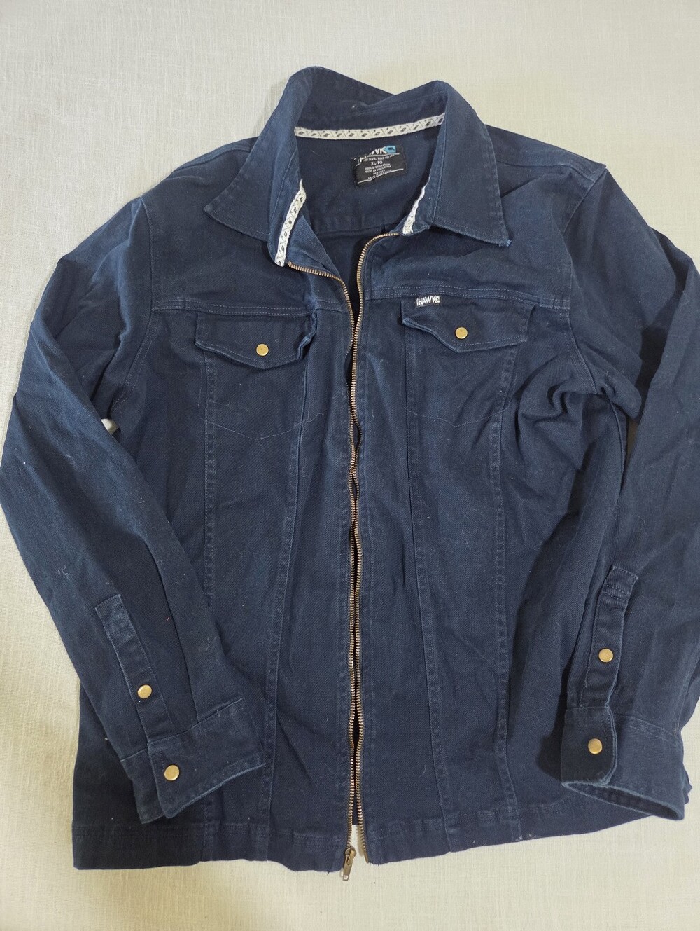 Tony Hawk Navy Zip-Up Denim Jacket Mens XL